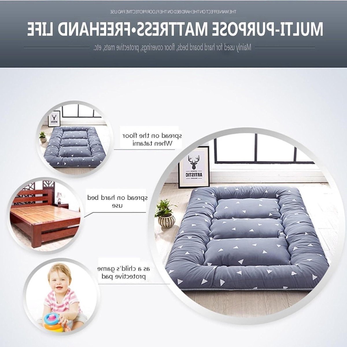 Opvouwbare Futonmatras - Japanse Slaapmat Vloermatras - Comfortabel Slapen - 5-Laags Ontwerp - 120 x 200 cm - 04