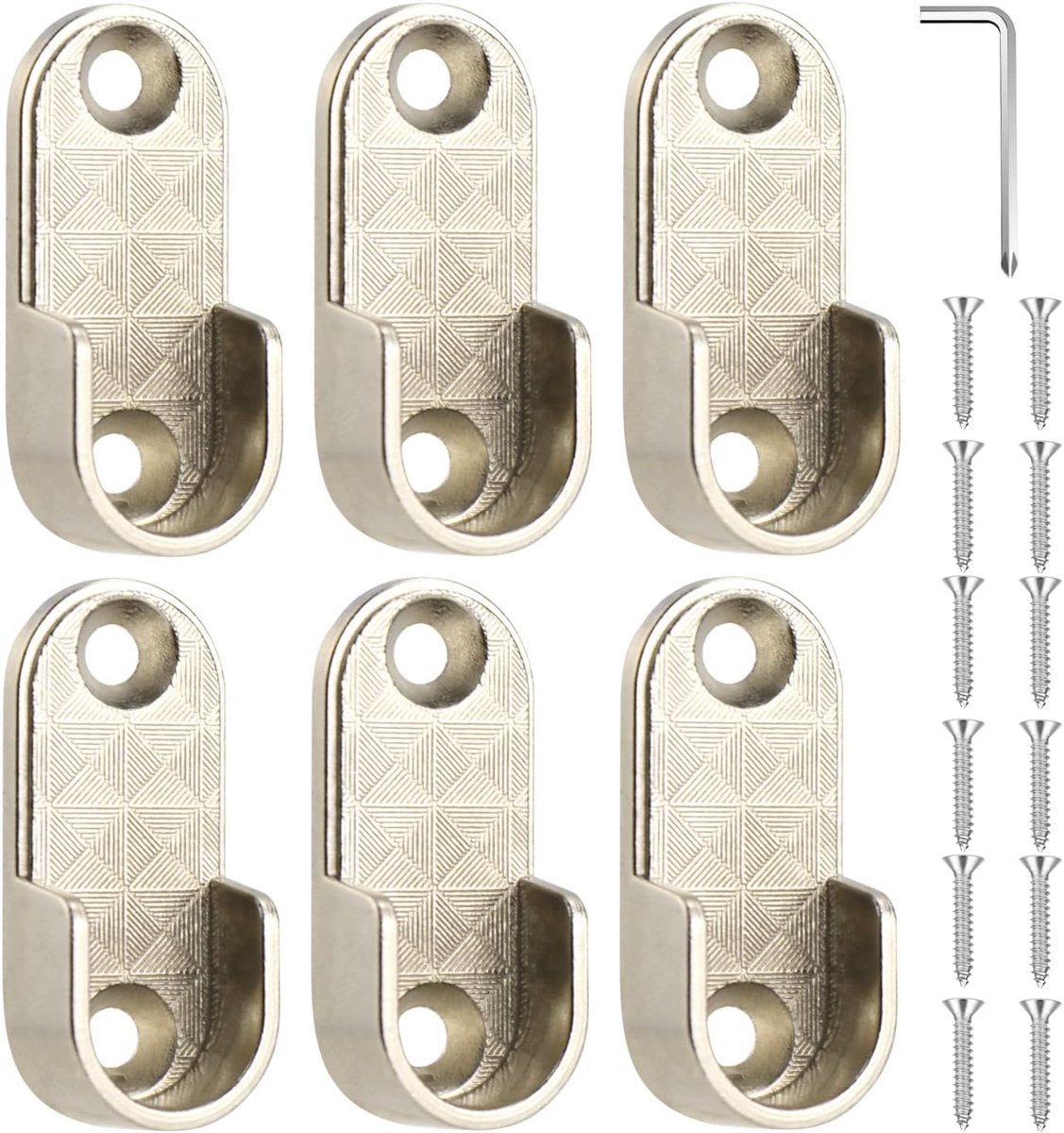 houder kledingstang kast (6 stuks 15 mm) houders voor kledingstangen zinklegering vernikkeld met 12 stuks schroeven zilver