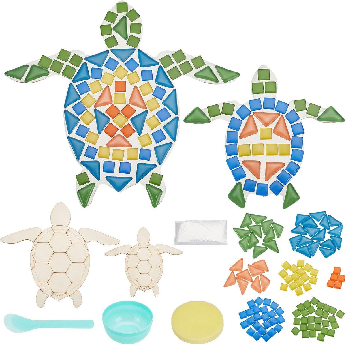2 set DIY schildpad-mozaïekset mozaïek-zeeschildpadden mozaïek-wandkunstschildpad-knutselset voor volwassenen kinderen terras binnenplaats zwembad en tuindecoratie knutselen voor kinderen