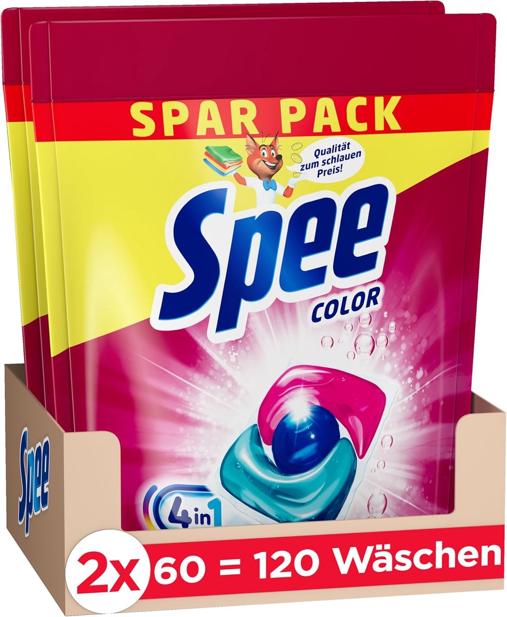 Spee - Power Caps Color - Wascapsules - 120 Wasbeurten - 2 x 60 Capsules - 4-in-1 Formule - Voordeelverpakking