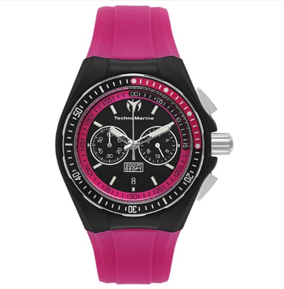 TechnoMarine Cruise TM-110016 Unisex Horloge - 40 mm - Japans Quartz Uurwerk - Zwarte Wijzerplaat - Zwarte Siliconen Band - 20 ATM Waterdicht