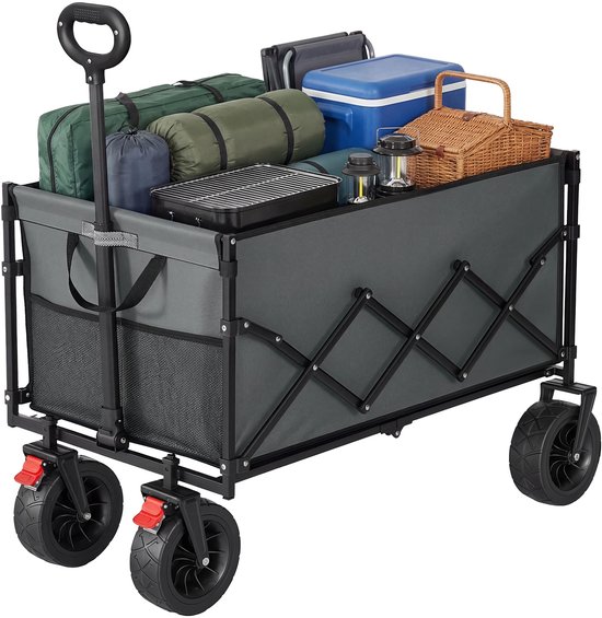 Opvouwbare bolderwagen - Transportwagen 200 liter - Handkar met handvat - 55 x 91 x 98 cm - Grijs — afbeelding 2