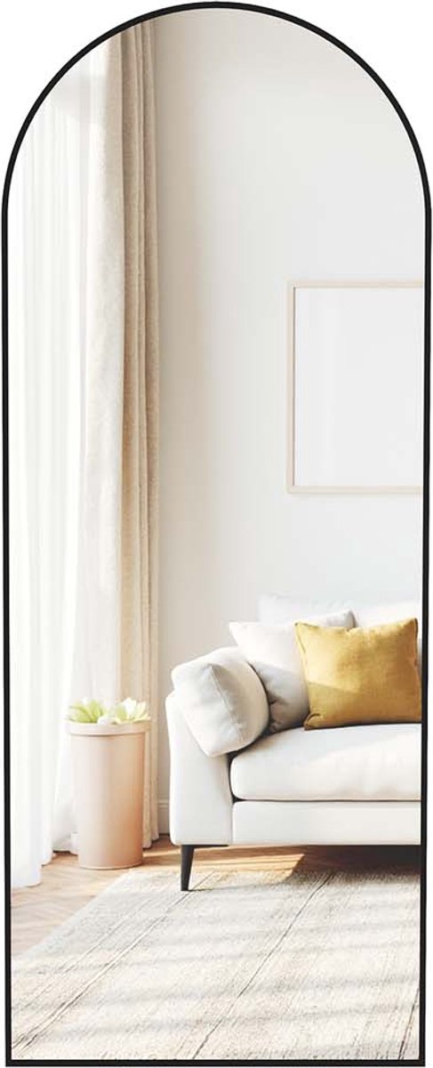 Staande spiegel 165 x 60 cm – bolvormig – Lichtgoud