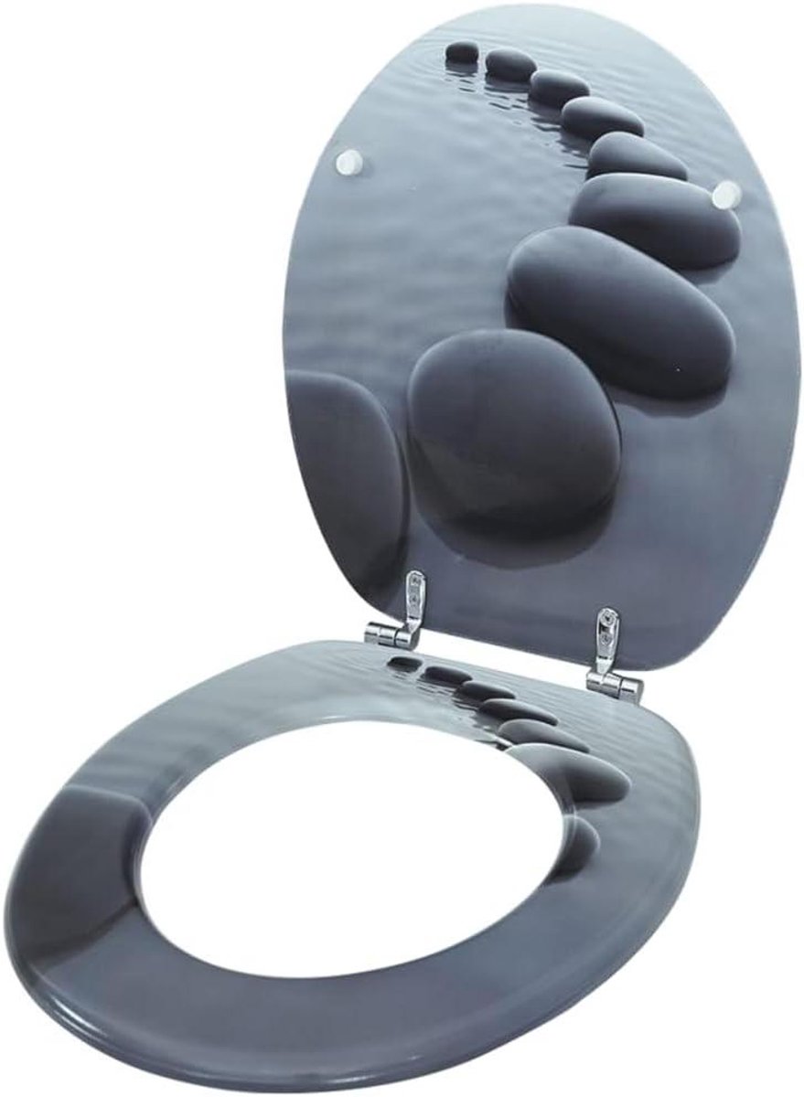 WC Toiletbril MDF - Toiletdeksel Stenen - Badkamer Opfrissen - Stenen Design - 437 x 378 cm - Grijs