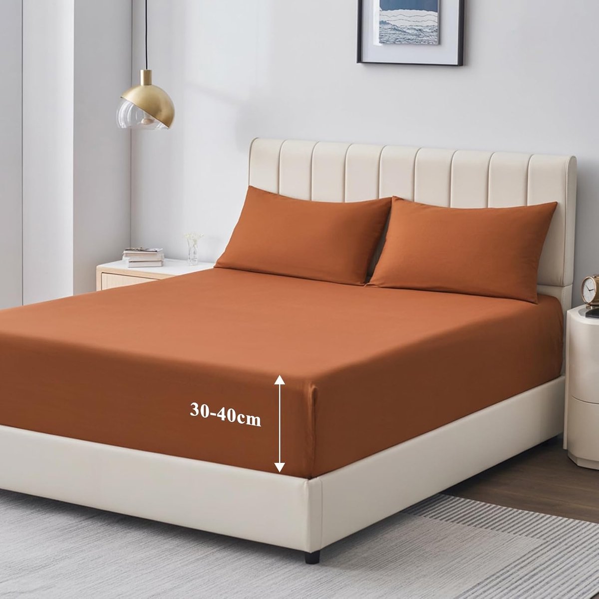 SnelShoppen - Hoeslaken 180x200cm Boxspringbed - Oranje Spannbetttuch van Premium Microfiber, Zacht en Ademend Bedlaken voor Matrashoogte tot 40cm - I