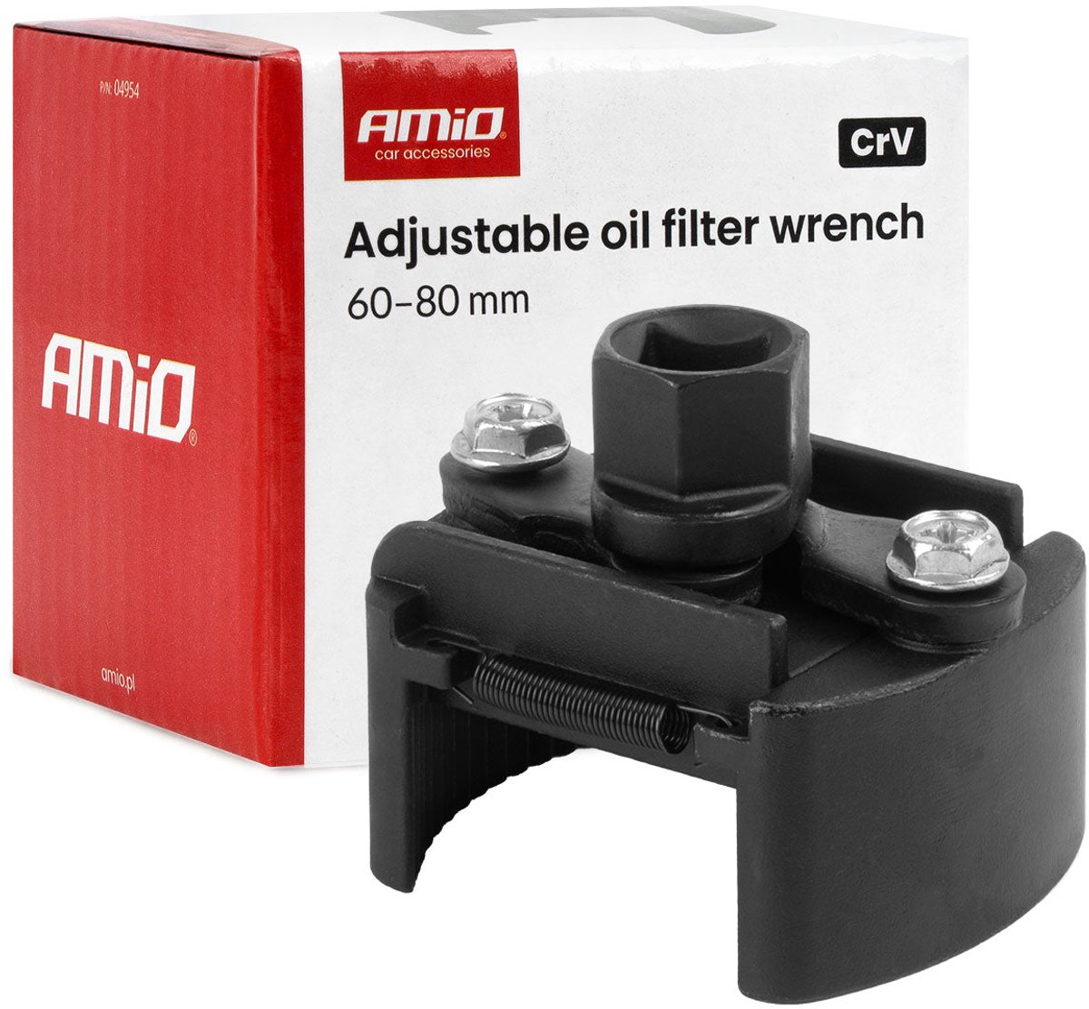 AMiO Verstelbare Oliefiltersleutel 60-80mm CrV Staal voor Auto Onderhoud