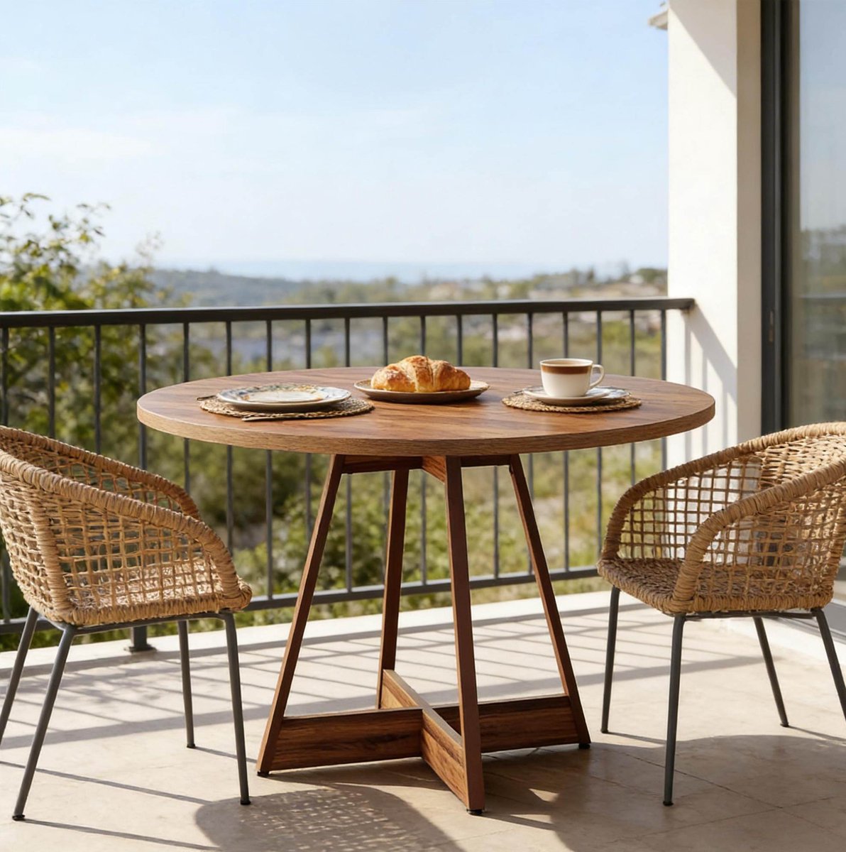 COVREO Eettafel 100 x 75 cm bruin, van MDF met ronde vorm voor 4 personen Brown