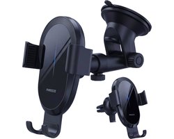 Phreeze CH32W IQ - Telefoonhouder Auto Ventilatie + Zuignap + Oplader - GSM Houder Auto - Autohouder - Autolader - Infrarood Sensor - Voor Dashboard / Ventilatierooster / Raam - Universeel
