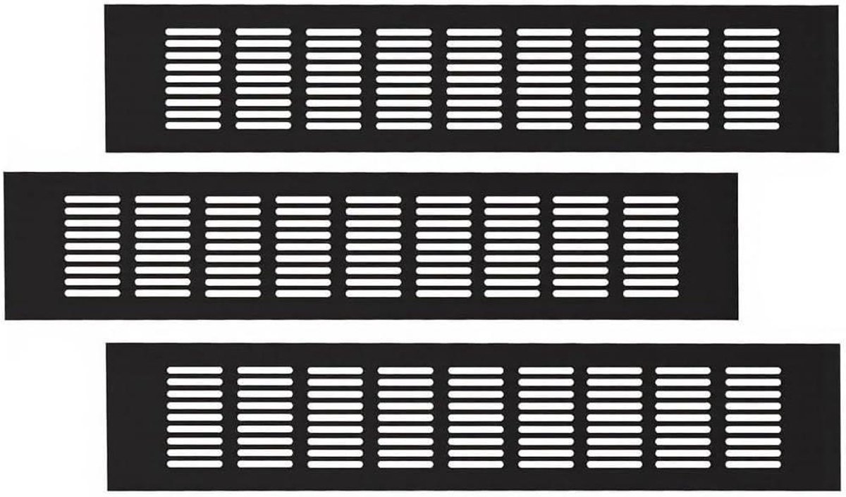 Ventilatieroosters - Luchtgaten Ventilatieafdekking - Kasten Ventileren - Aluminiumlegering - 300 x 80 mm - Zwart