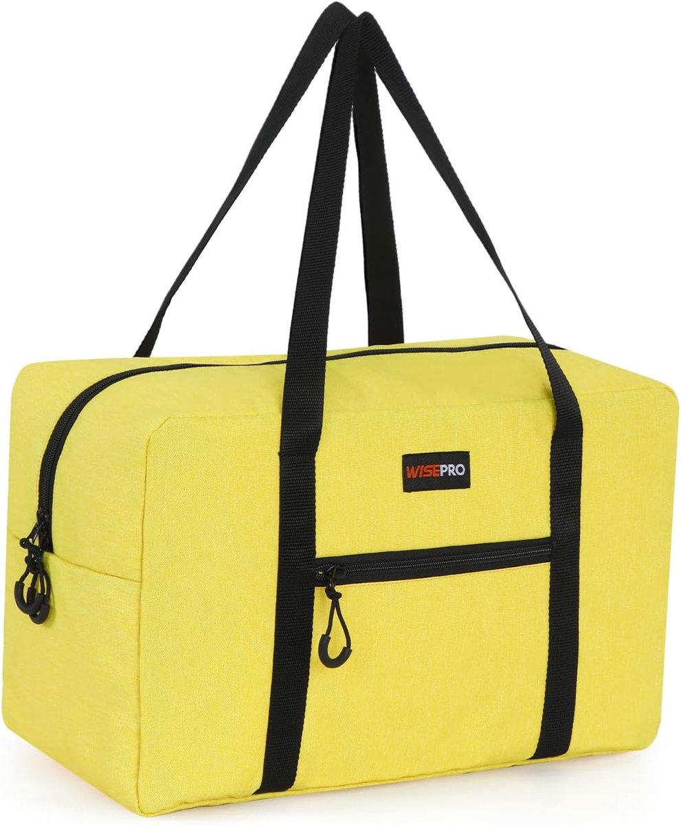 SnelShoppen - Ryanair Handbagage 40 x 20 x 25 cm, Vouwbare Waterdichte Reisbag, Weekendtas, Sporttas en Boodschaptas voor Mannen en Vrouwen, Felgeel
