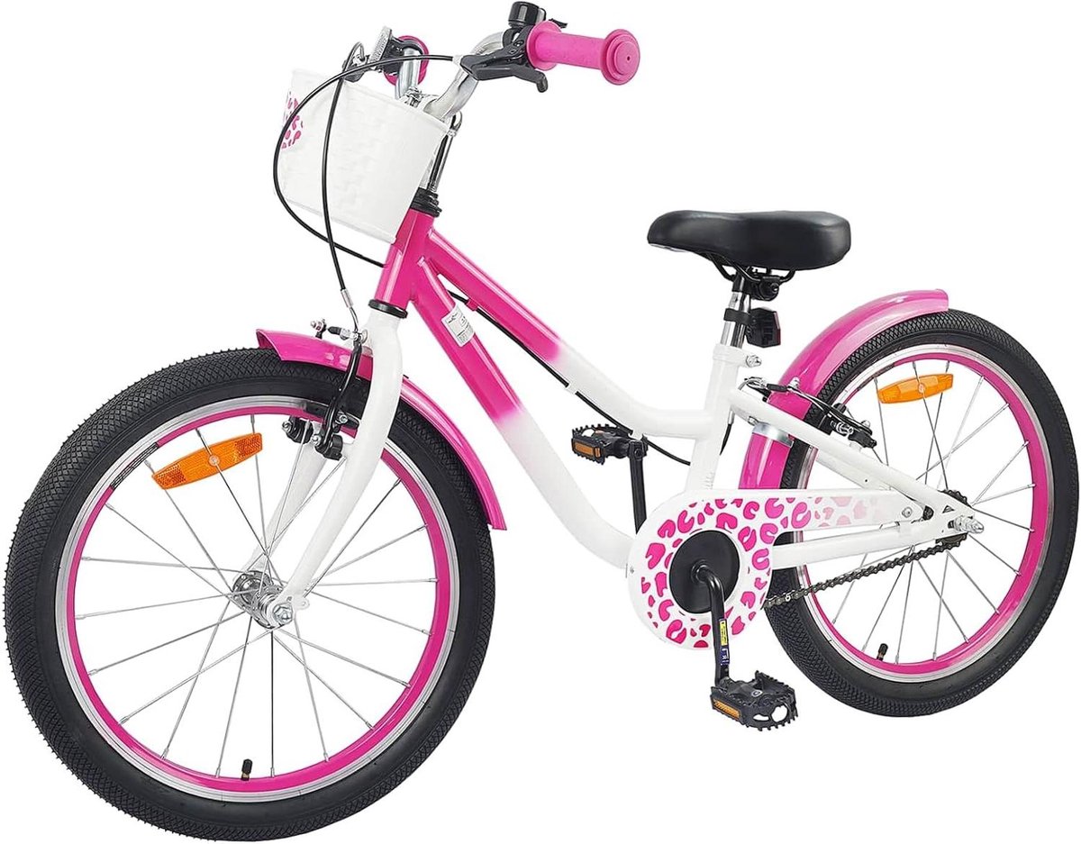 Kinderfiets met steunwielen sfiets sfiets Fietsen leren Verstelbaar zadel en stuur 18 inch Roze