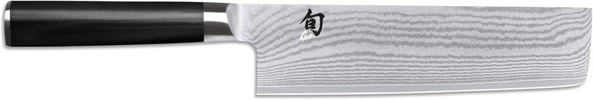 SnelShoppen - Nakiri keukenmes 16,5 cm - Hoge kwaliteit VG-MAX staal - Ergonomisch handvat - Perfect voor groenten en fruit - Damast staal - Grijs