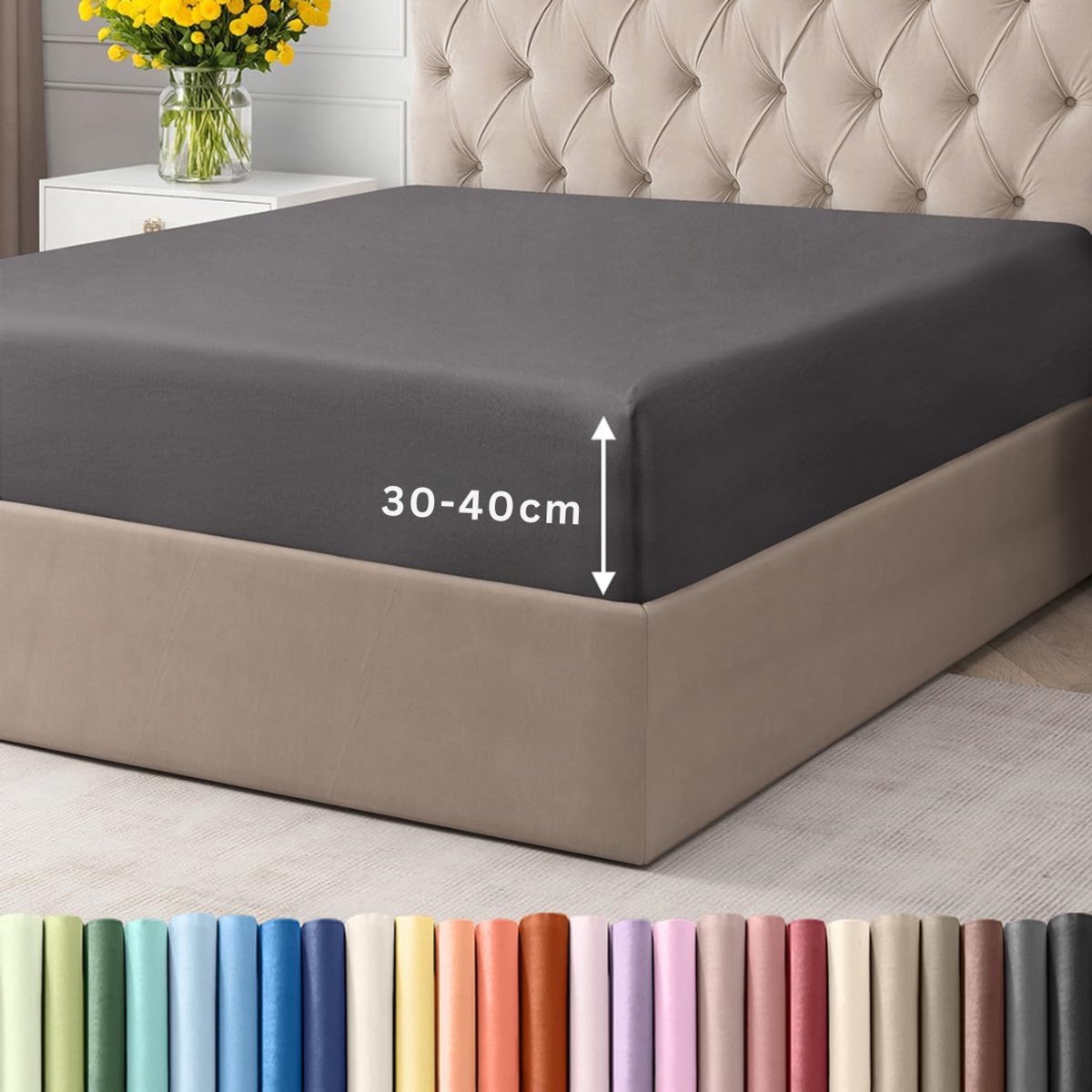 Zavio® Matrasovertrek 180x200 - Hoeslaken - Matrashoes - Super Zacht - Donkergrijs
