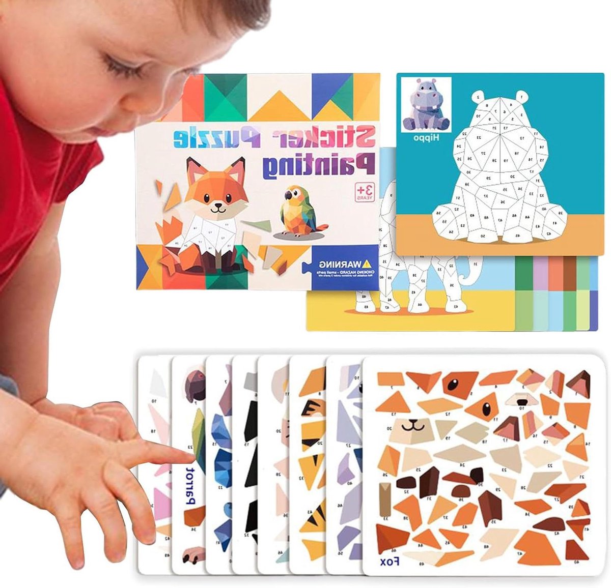 Sticker Puzzels - 3D Puzzelboek Creatief - Fijne Motoriek Ontwikkelen - Zelfklevende Collage Activiteiten - 26.4 x 23 cm - Dierenmodel