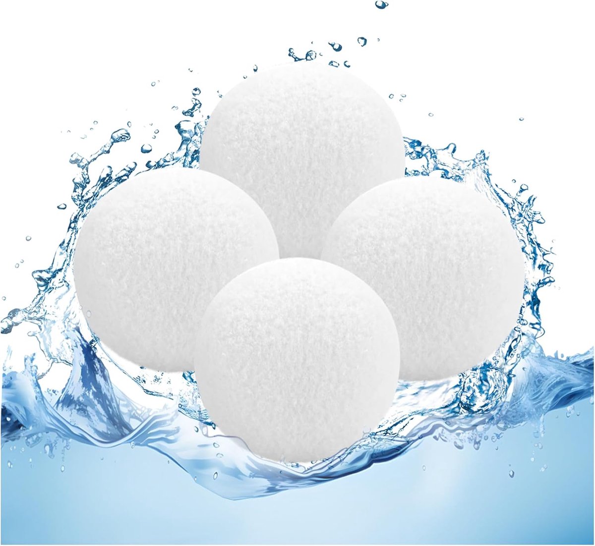 SnelShoppen - Oil Absorberende Sponsballen 4 Pack Ø 7,5 cm Herbruikbare Witte Foam Ballen voor Whirlpool, Hot Tub, Zwembad, Olie Absorber Ballen