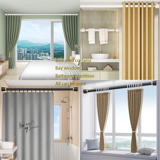 Telescopische Gordijnroede - Uitschuifbare Stang Trekstang - Ruimte Indelen - Schadevrije Installatie - 40-500 cm - Geel — afbeelding 5