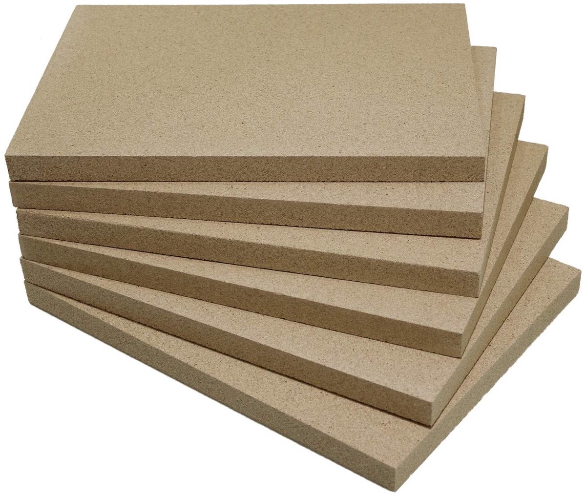 SnelShoppen - Vermiculite Vuurvast Vervangingsplaat Chamotte Plaat 6 Stuks 30mm - Lichtgewicht en Duurzaam voor Open Haard, Oven en Kachel