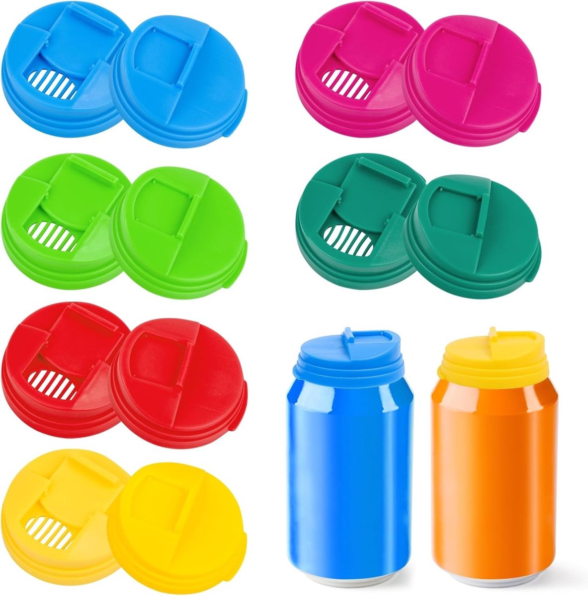 Set van 6 Lekvrije Deksel voor Frisdrank- en Bierblikken, Bescherming tegen Stof en Vuil, Ideaal voor Dranken en Bewaren