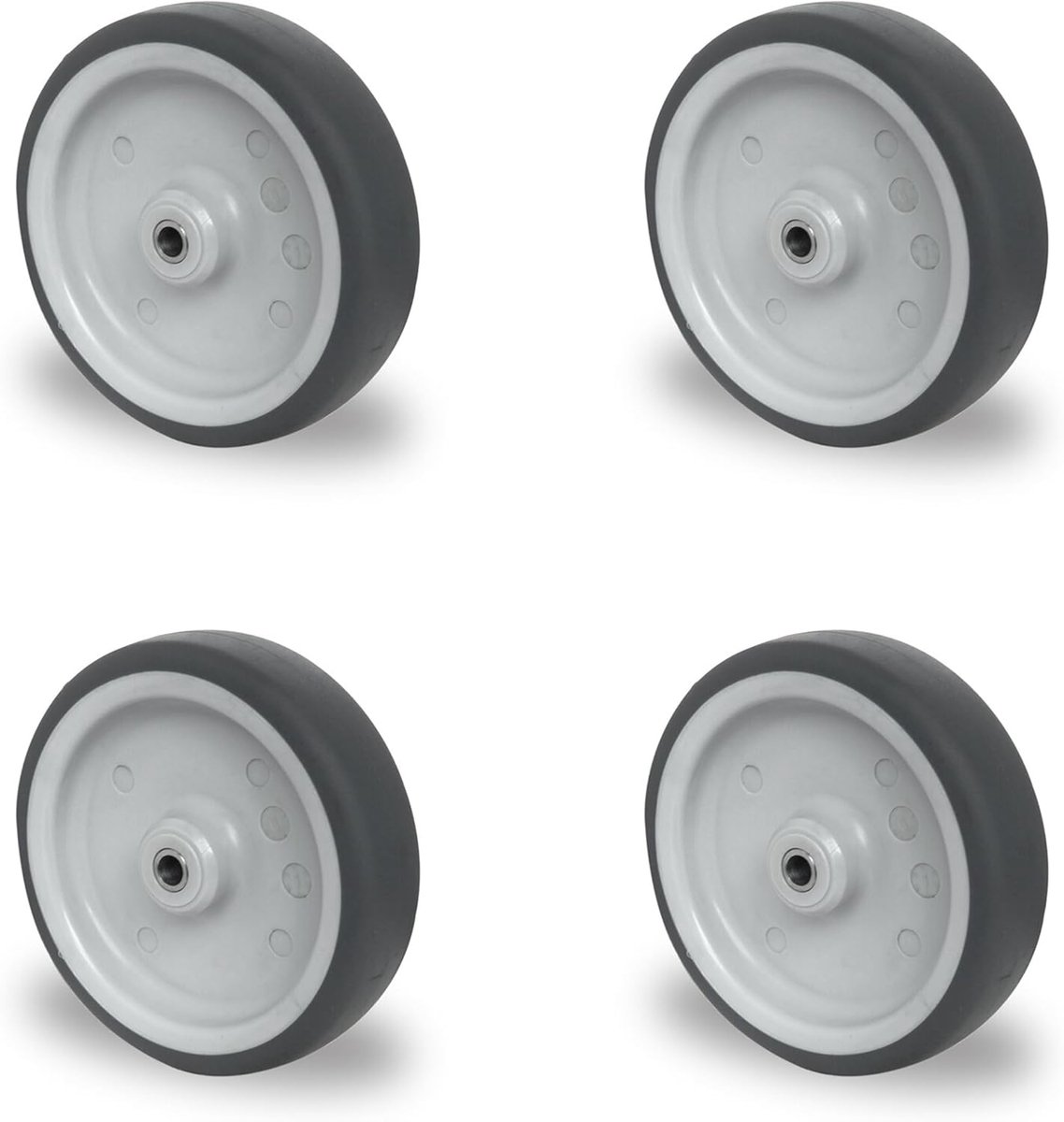 SnelShoppen - Set van 4 meubelwielen met 10 cm diameter voor transport, trolley, grill, campingmeubels, 100 kg draagvermogen, TPE, incl. M8 as en schr