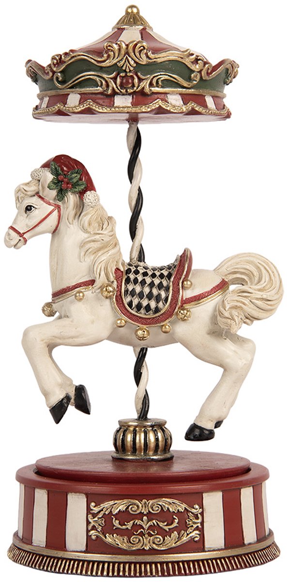 Clayre & Eef Muziekdoos Paard Ø 12x24 cm Beige Kunststof