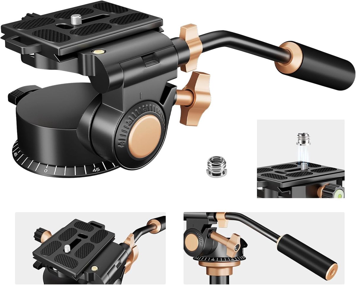 Q-08S Heavy Duty videocamera, statief, vloeiende kop, draaibare kop