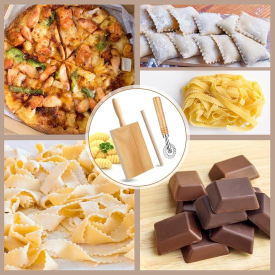Snijplank voor pasta van hout, gnocchi-roller, wordt geleverd met deegsnijder, met glad oppervlak, gnocchi pastamboard, voor het maken van spaghetti — afbeelding 5