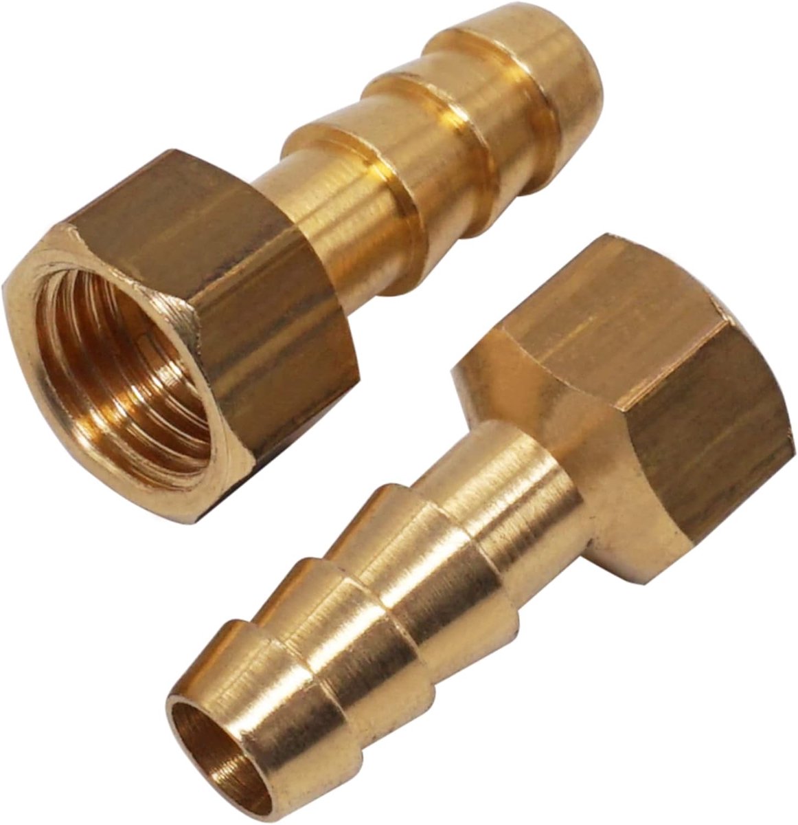 2 stuks binnendraad weerhaak messing fitting 1/4" x 10 mm, slang prikkeldraad adapter, slang staart connector, BSP draad