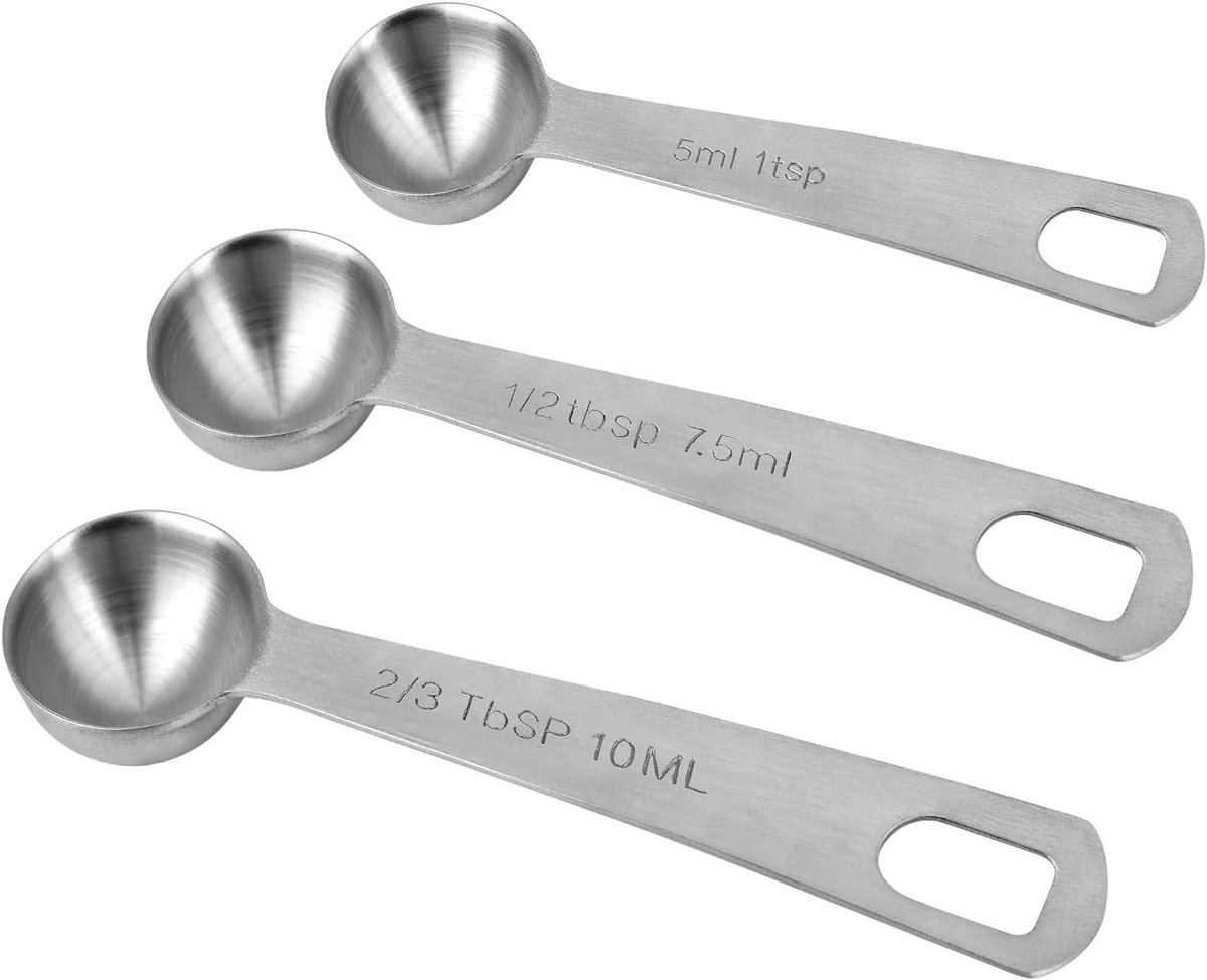 3 Stuks Roestvrijstalen Maatlepels, Theelepels Set 1 Tsp 5Ml 5Cc, 1/2