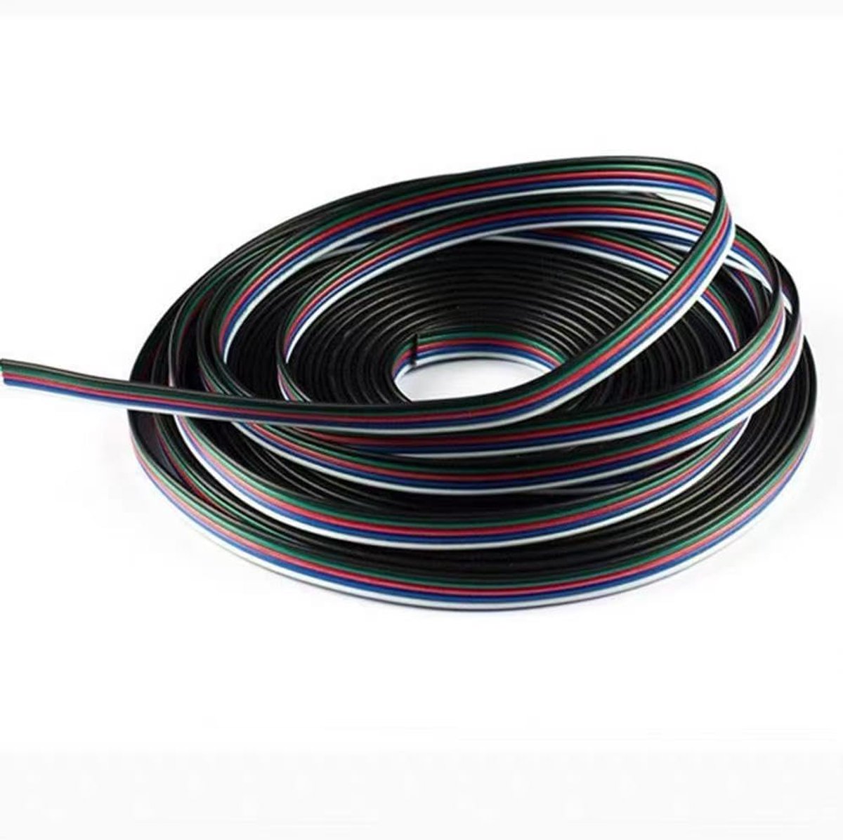 32,8 ft/10 m 5-polig 24-AWG-verlengkabel voor 5-aderige laagspannings-COB/SMD-RGBW-LED-lichtstrip met kleurverandering (5PIN 10M 24AWG)