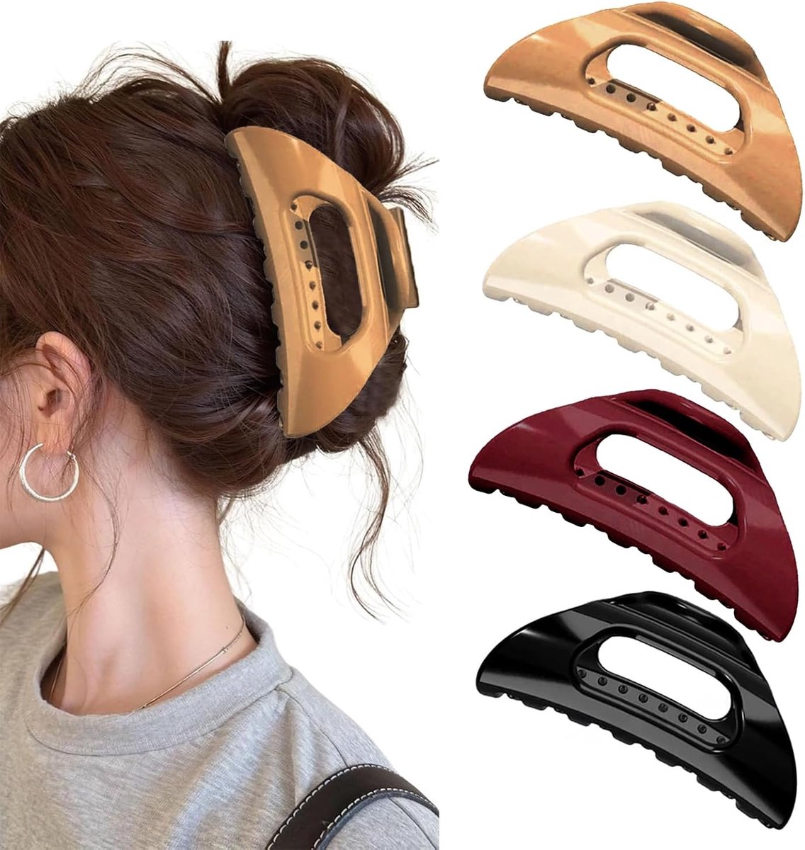 Haarspange, 4 stuks haarclip set & zachte siliconen haarclips, stevige grip, antislip haarclips voor dames met dik of fijn haar