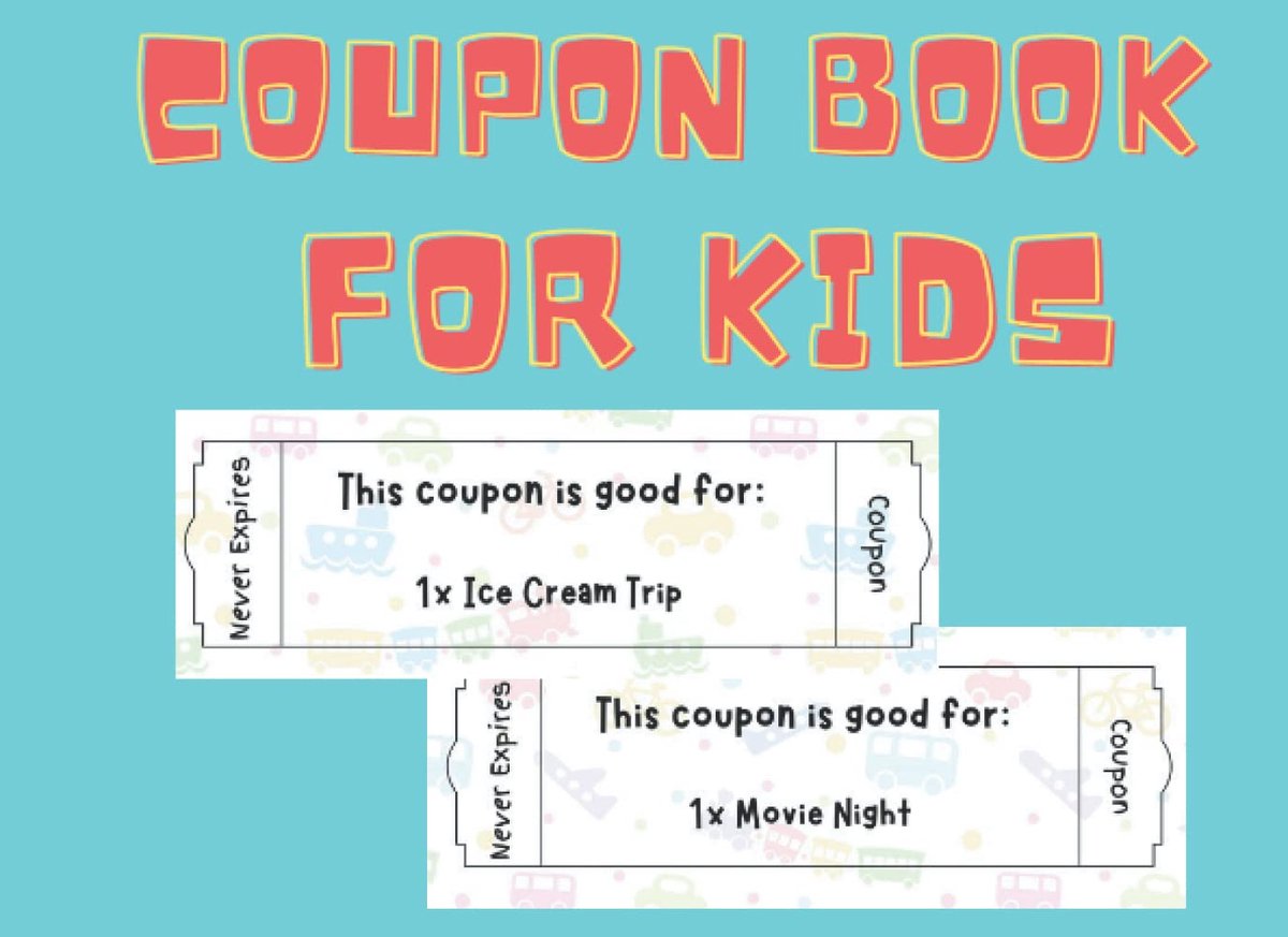 Book For Kids: 40 Coupons Total, 20 Prefilled, 20 Blank Fillable DIY, Coupon Vouchers To Reward Children