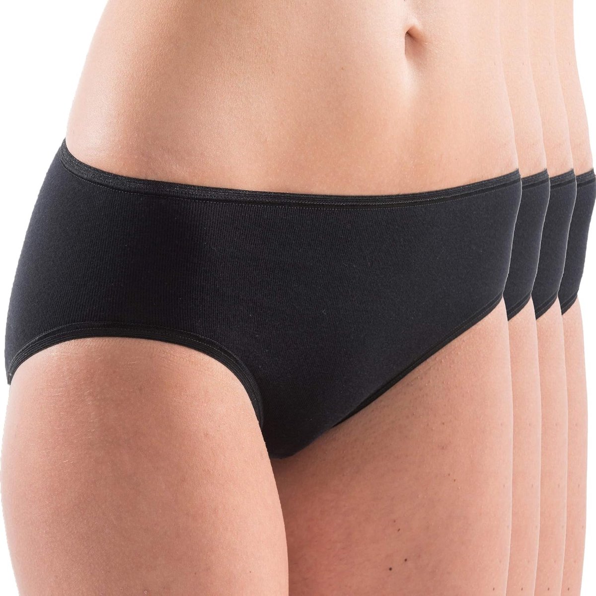 1031 Midi-slip voor dames, biologisch katoen, verpakking van 4 stuks (andere kleuren)