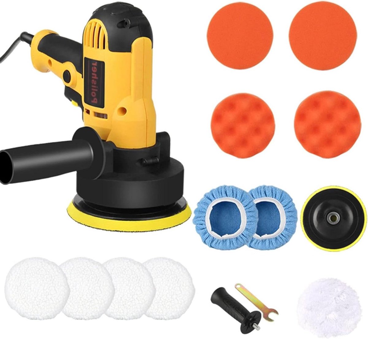 Polijstmachine - Polijstmachine Auto - Oppervlakken Glanzend Maken - Traploos Verstelbare Snelheid - 125 mm schijfdiameter - Zwart Oranje