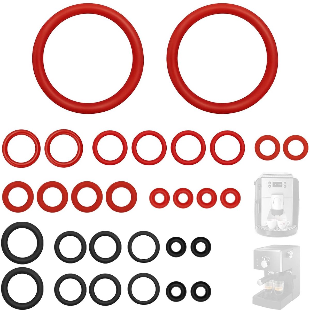 O-ring set koffiemachine reparatie – 30 stuks siliconen afdichtingen