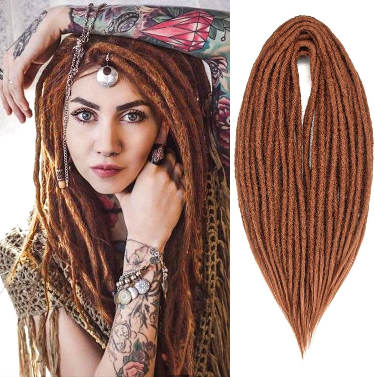 Dreadlocks-extensions, 60 cm, handgemaakte gehaakte haarvlechten