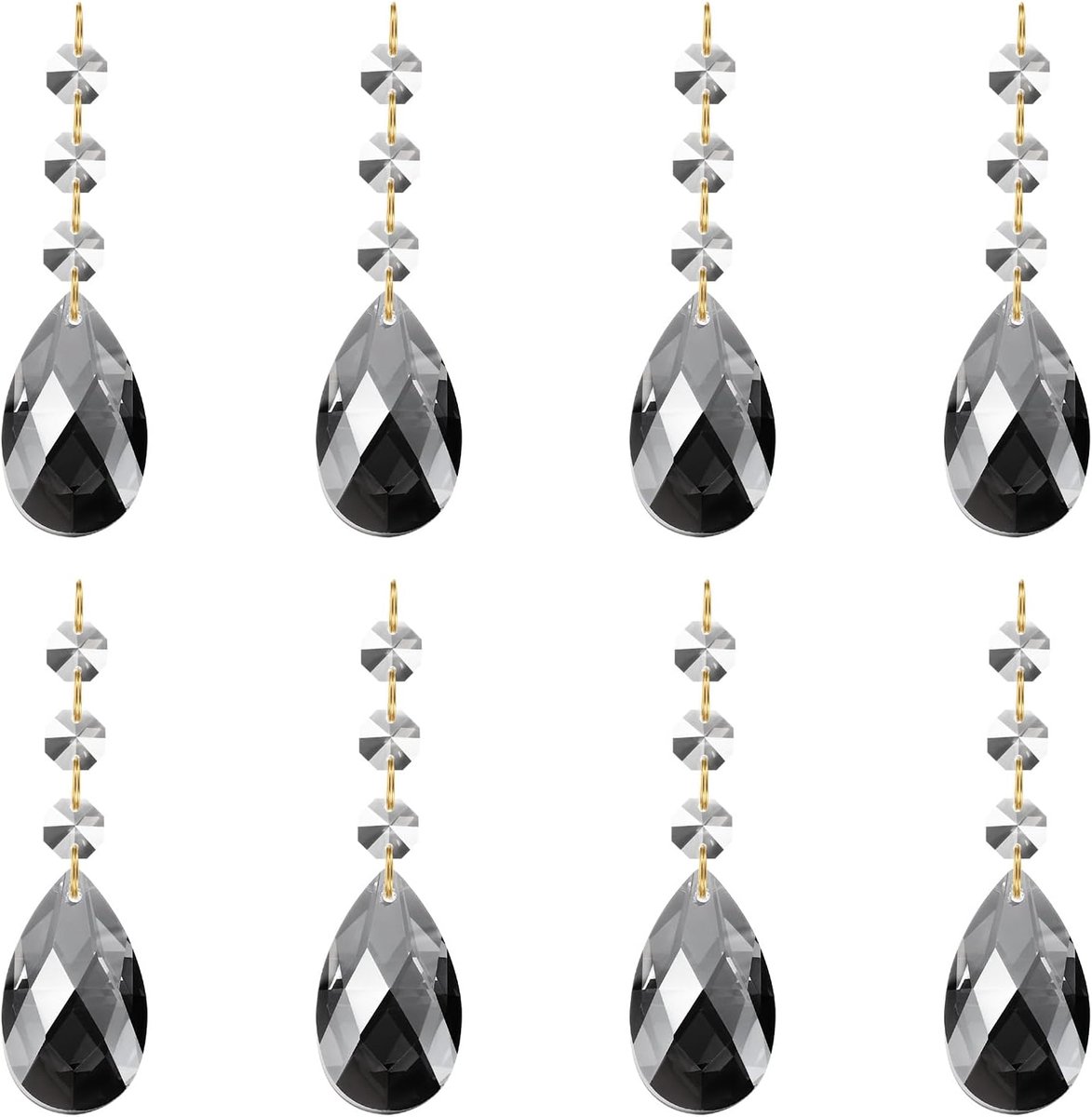 Teardrop kristallen kroonluchter hangers kralen, 8 stuks 100 mm lengte 38 mm kroonluchter prisma's onderdelen ornamenten hangende kralen voor doe-het-zelf kunst ambachten decoratie,