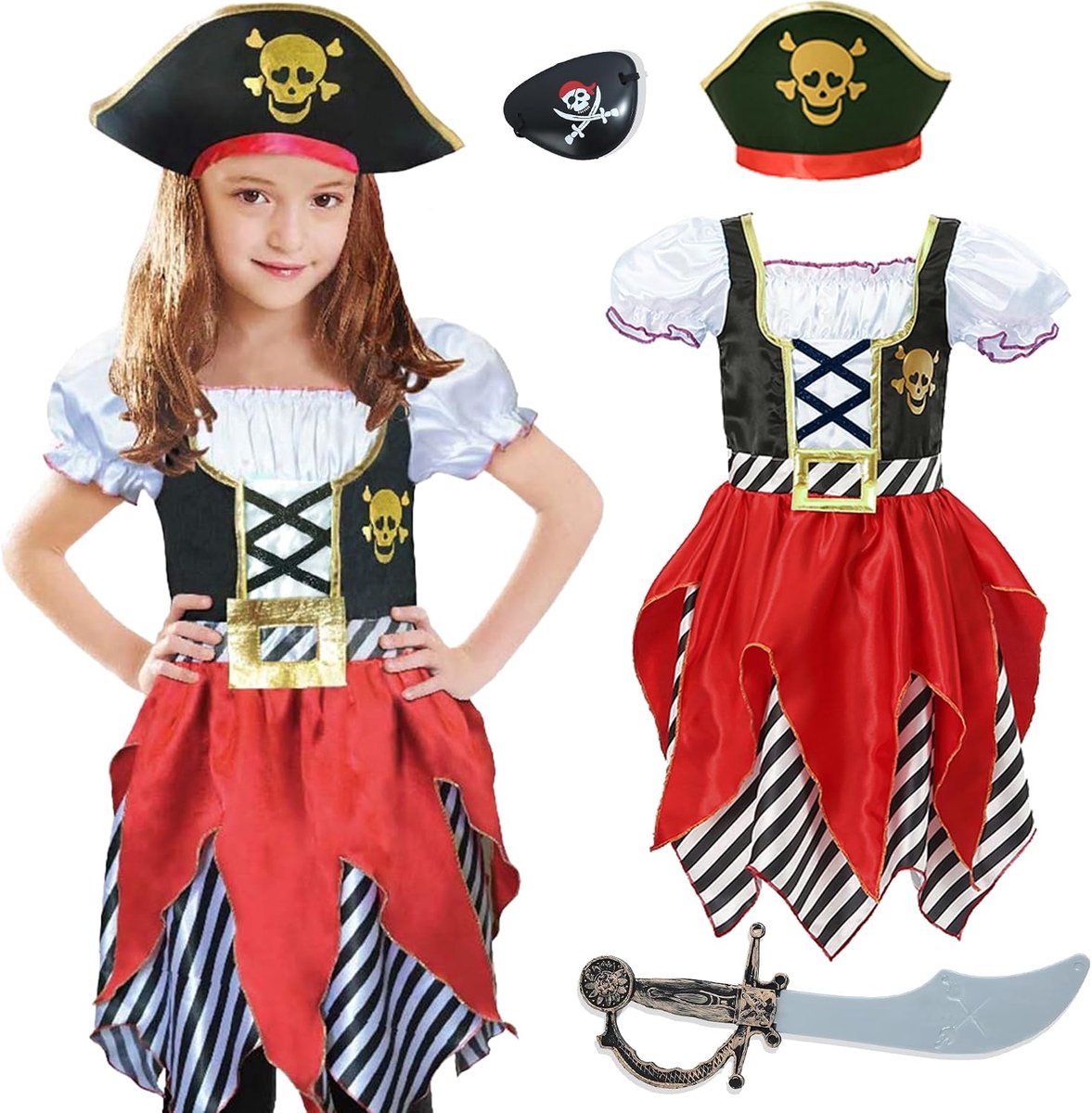 Pirate Kostuum Set voor Kinderen Volwassenen – Roleplay Cosplay