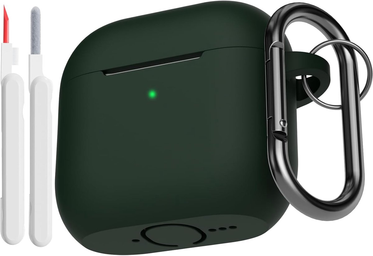 Compatibel voor AirPods 4e Generatie met Reinigingsset, Zachte Siliconen Volledige Lichaamsbeschermende Schokabsorberende Hoes voor Airpods 4 2024 met Reinigingspen & Karabijnhaak