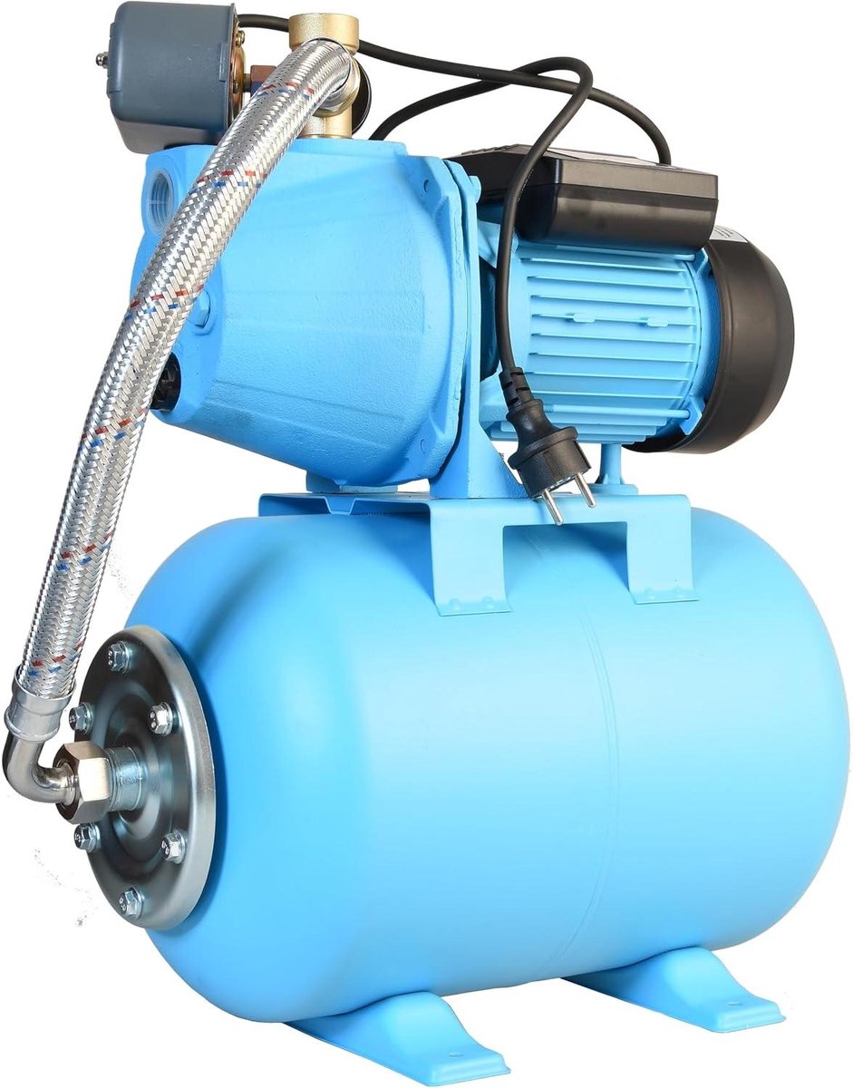 Hydrofoorset Waterpomp - Boosterpomp Drukverhoger - Thuis Water Voorzien - Robuuste Gietijzeren Constructie - 24L Tank - Blauw