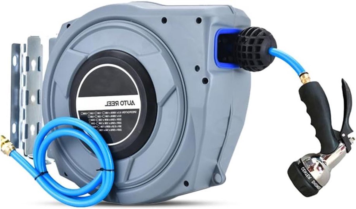 Intrekbare Tuinslang - Automatische Slanghaspel - Tuin Besproeien - Zelfintrekbaar Mechanisme - 20 meter - Blauw