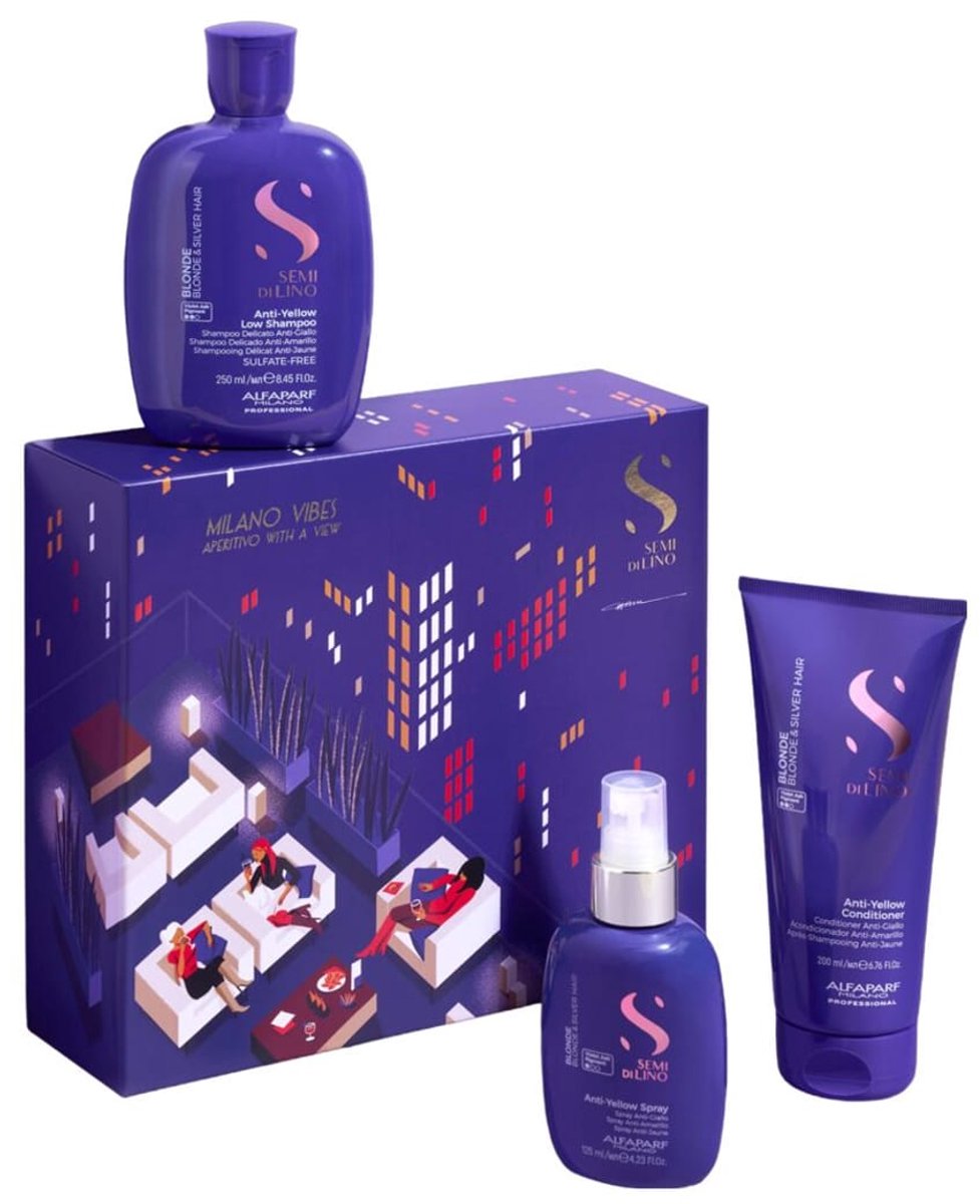 Alfaparf Milano Semi di Lino Blonde Anti-Yellow Gift Set - 250 + 200 + 125 ml