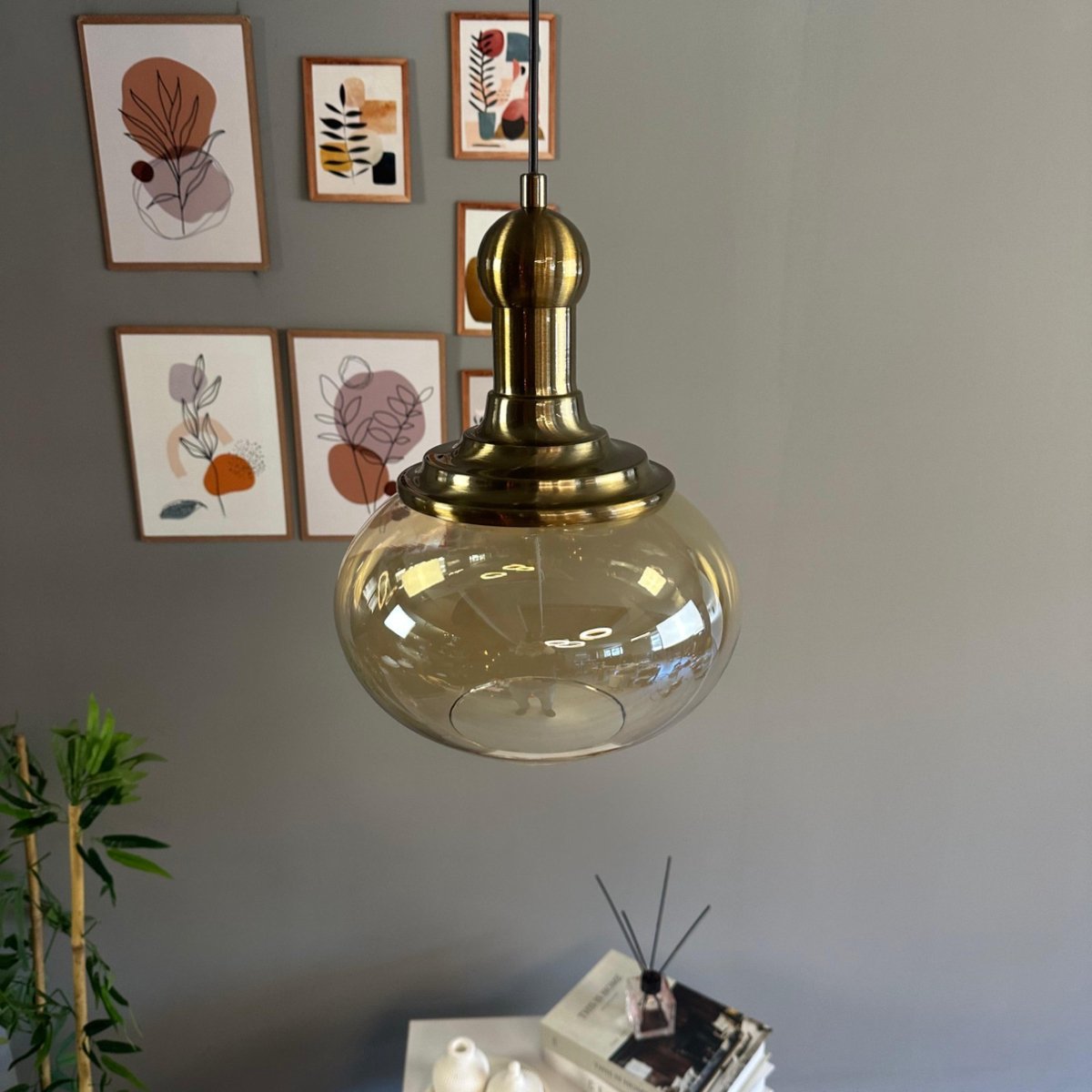 Bamyum Solvia hanglamp, industriële Modern stijl, Ø20 cm, honingkleur metalen lamp