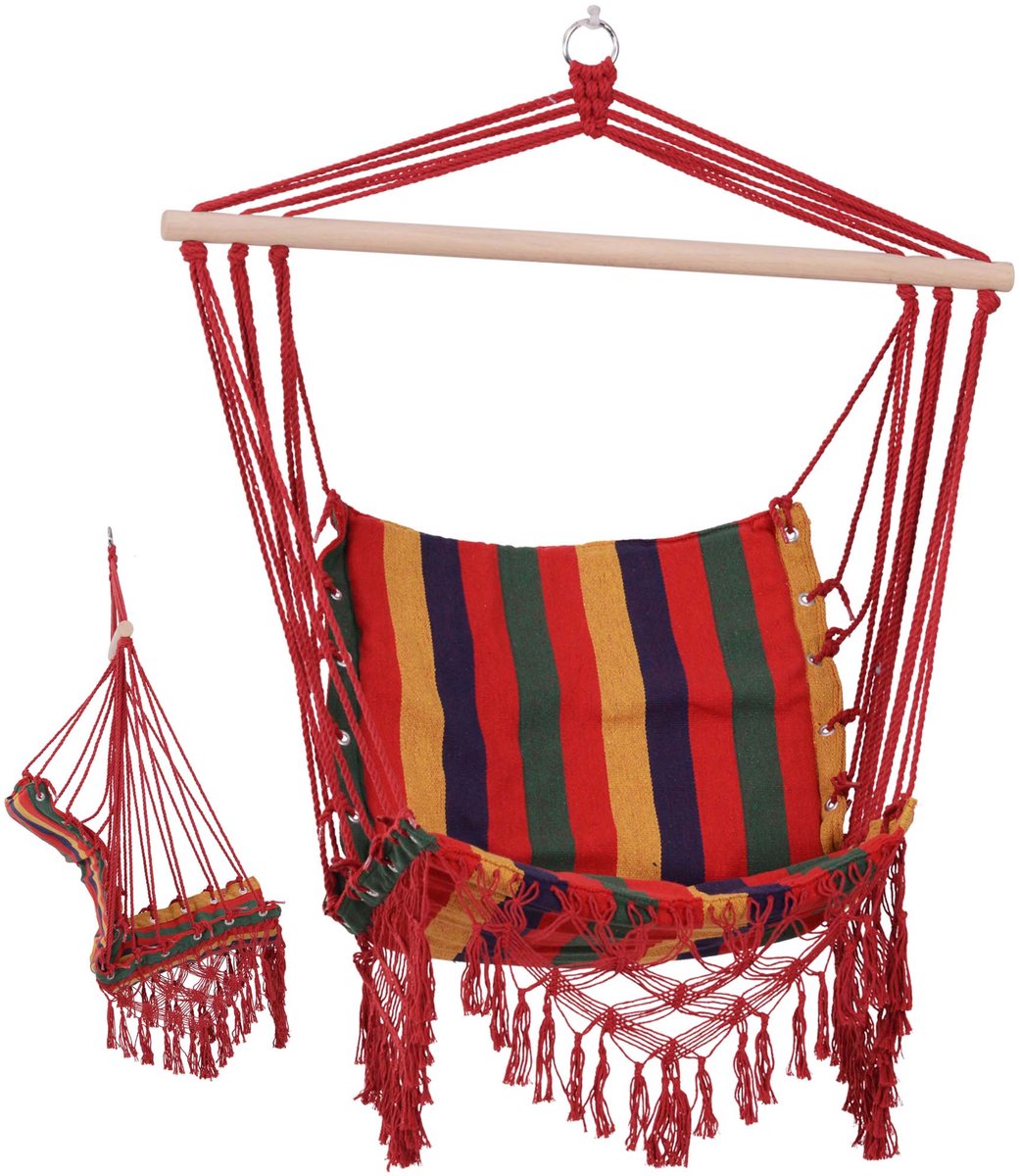 TEKROA® Hangstoel voor Binnen en Buiten - Hangmat Stoel van Katoen/Polyester - Voor Tuin, Balkon & Woonkamer - 100x60x100 cm