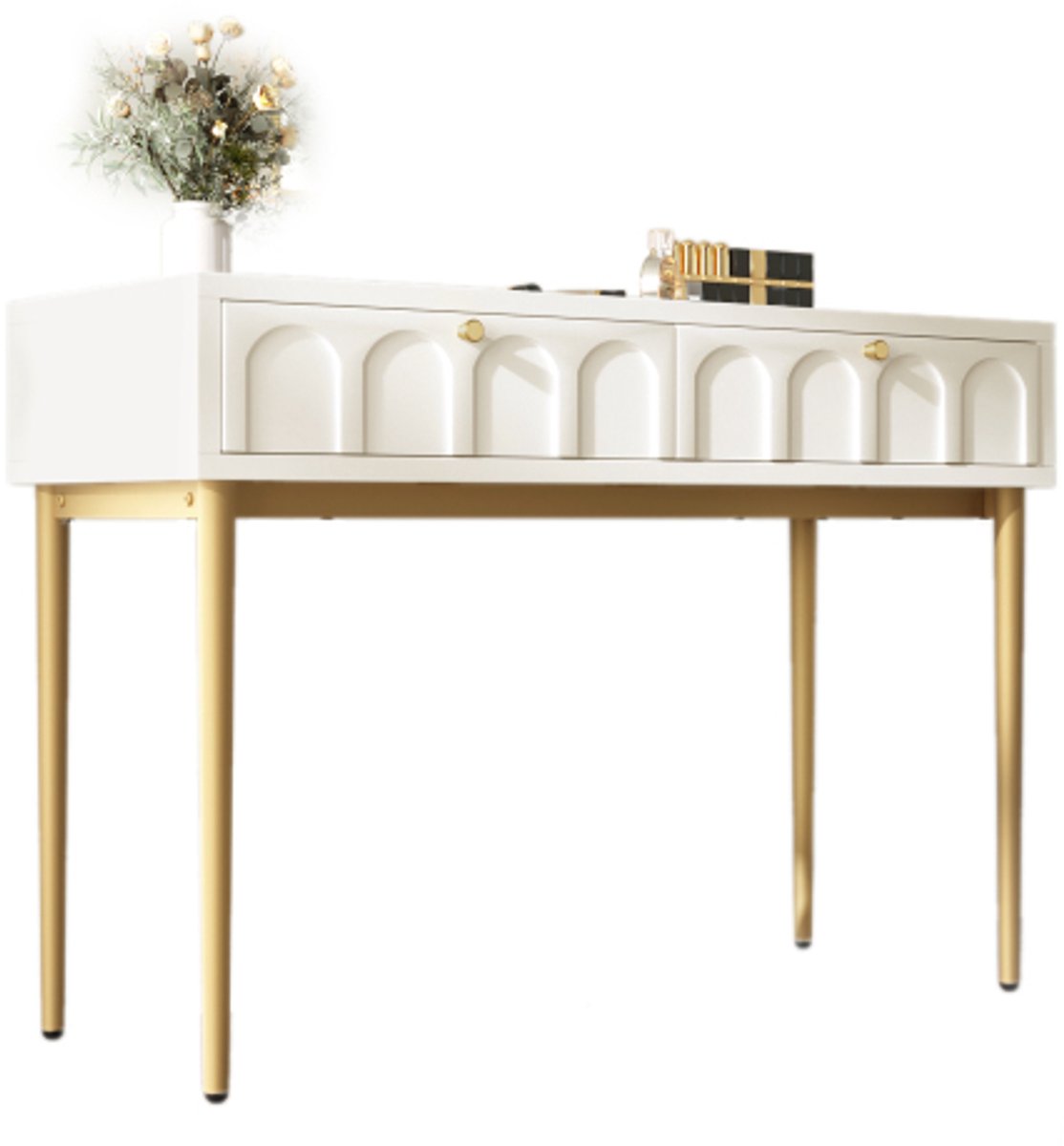 COLAMY Slaapkamerkast - 2 Laden - Opbergkast - Nachtkastje - Moderne Kast - Creme Wit - 100x45x76,5 cm