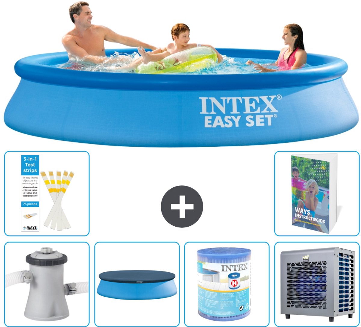 Intex Rond Opblaasbaar Easy Set Zwembad - 305 x 61 cm - Blauw - Inclusief Pomp - Afdekzeil - Filter - Warmtepomp - 7-delig