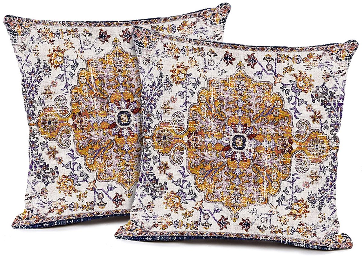 KZQ Kussenslopen - Set van 2 vierkante decoratieve kussenslopen in Boheemse stijl, zacht en duurzaam - Geschikt voor banken, woonkamers en slaapkamers - 50x51 cm - Patroon