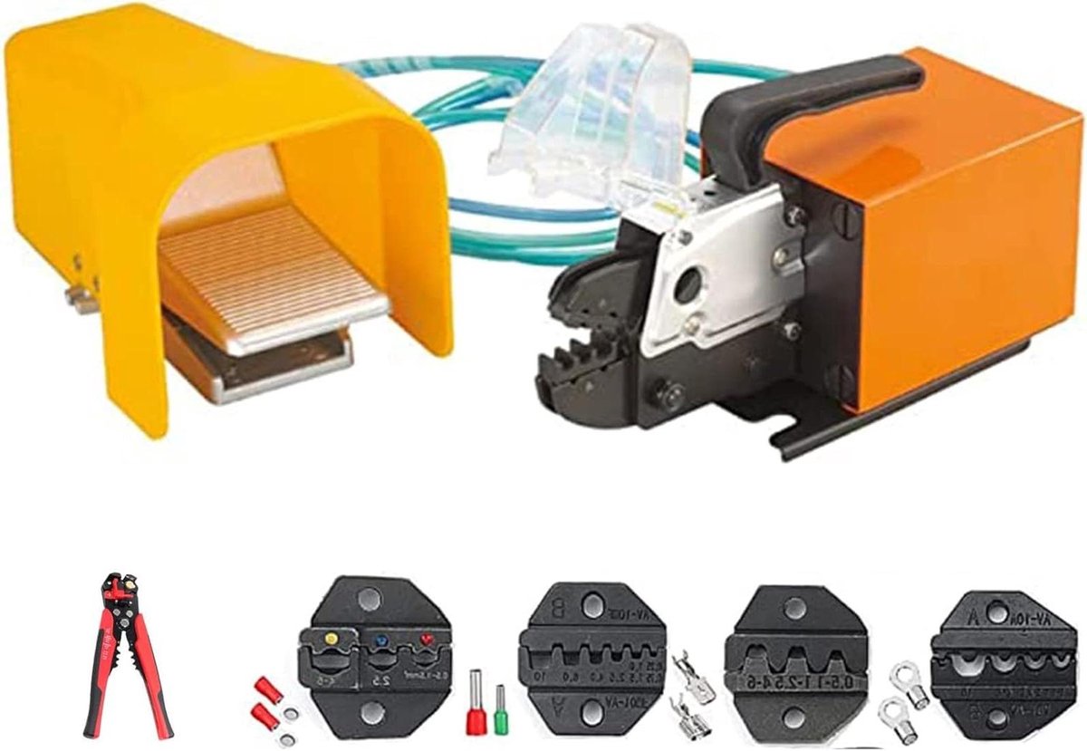 Luchtdruk Krimptang - Pneumatische Tang - Draadklemmen Maken - Snel Wisselende Matrijzen - 05-350 mm² - Grijs
