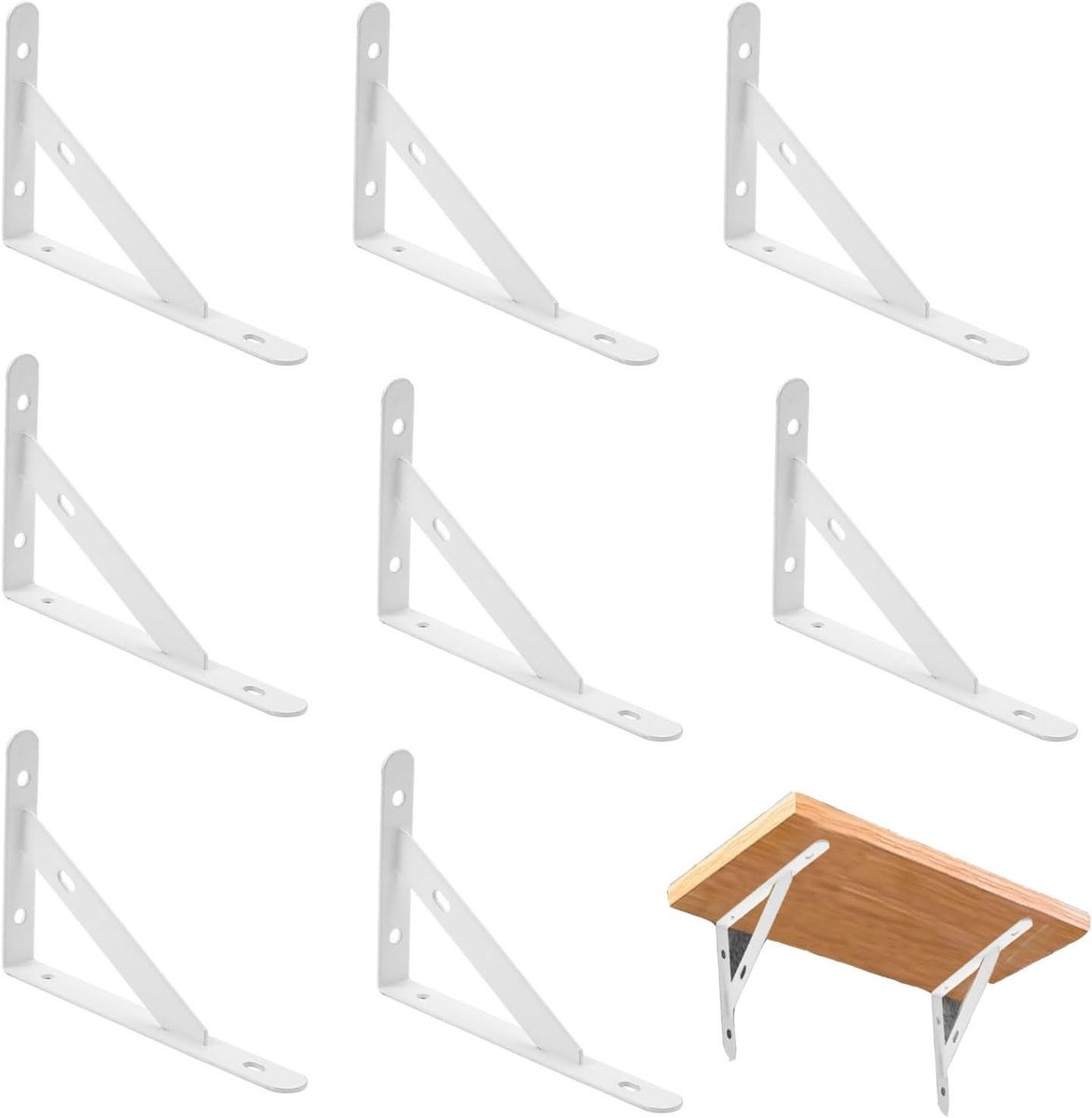 Stevige wandbeugels voor planken - 8 stuks, metalen plankdragers voor zware belasting, hoekverbinder 150 x 95 mm