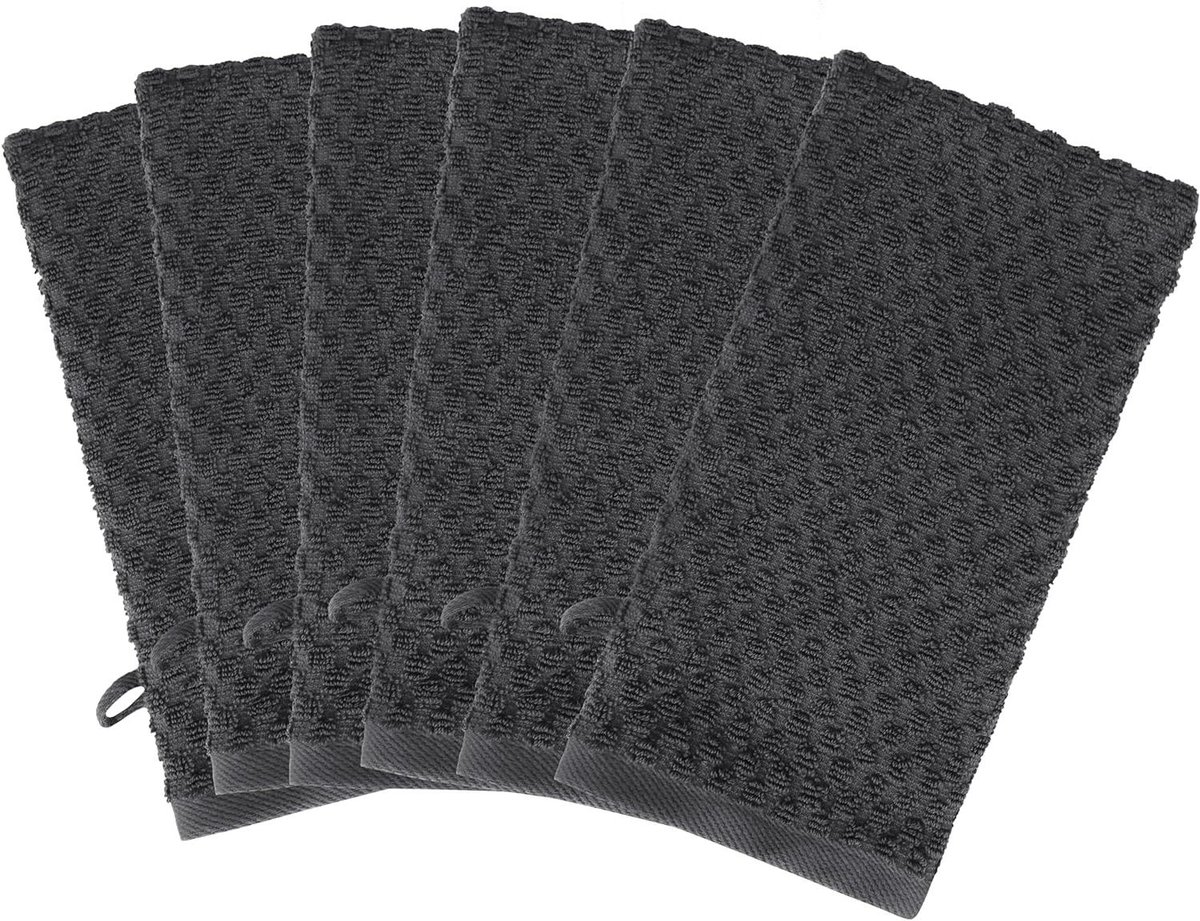 Badhandschoenen - Washandjes Scrubhandschoenen - Huid Scrubben - Wafelstructuur - 6 Stuks - Grijs