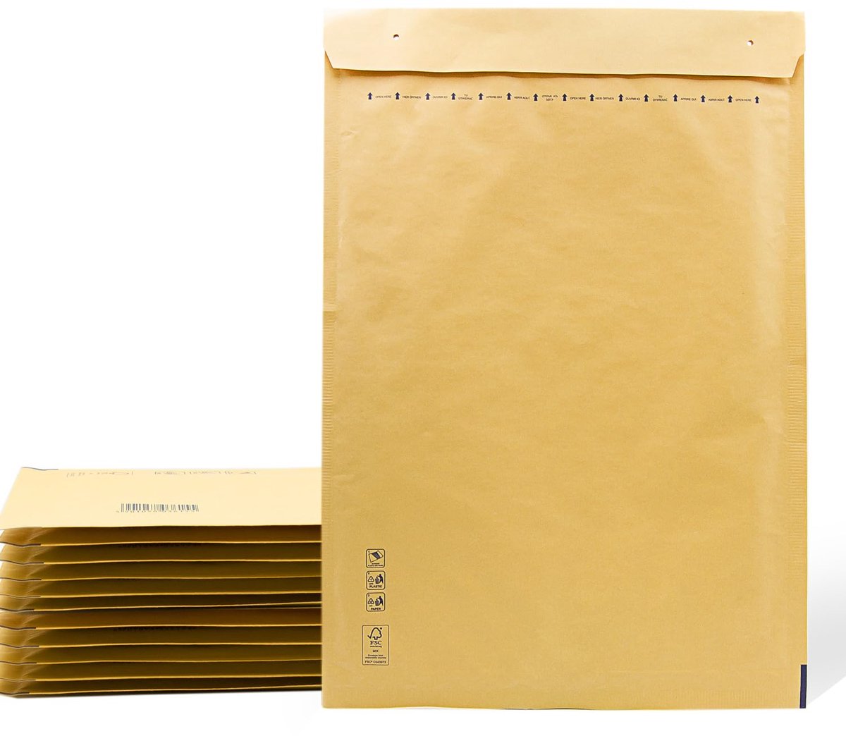 SnelShoppen - Gewatteerde Luchtkussenenveloppen van Kraftpapier met Zelfklevende Sluiting - Verzendzakken voor Kleding, 350 x 470 mm, 200 Stuks